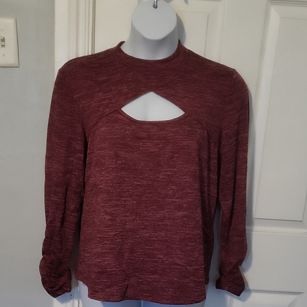 NWT Maurices Burgundy Cutout Long Sleeve Top